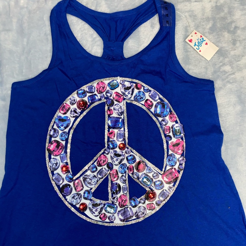 Peace symbol tank top with jewels